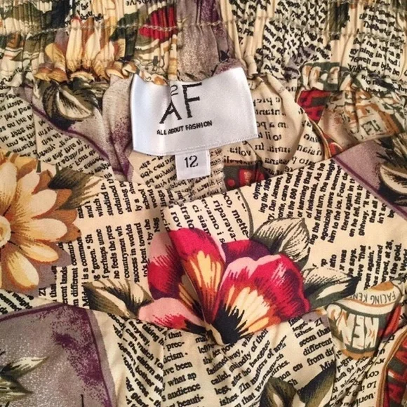 VINTAGE  90S PULL ON PANTS FLOWER NEWS FONT SIZE 12 - Picture 4 of 4